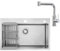 CECIPA 70 x 45 CM Fregadero Cocina 1 Seno con Grifo Cocina Extraible, Fregadero Multifuncional Inox con Escurridor