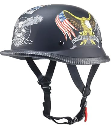 Mezzo Casco Jet Moto Retrò Casco Scodella Portatile, ECE Omologato Mezzo Elmetto da Moto Retrò per Uomo Donna Biker Cruiser Scooter Touring 2,M