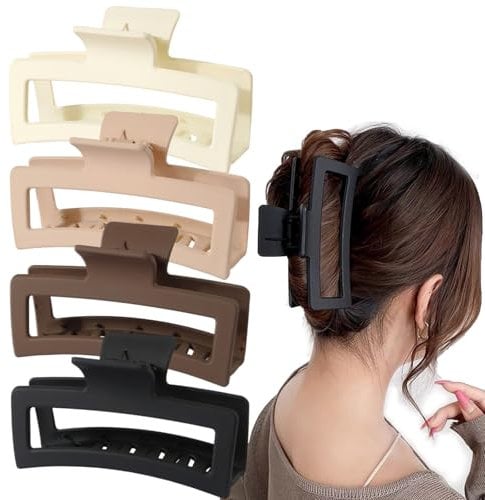 MISSTARS 4 Stück Extra Große Haarklammern, 13cm Jumbo große Haarklammern für Dickes, Langes, Lockiges Haar, Matte Rutschfester Haarspangen Damen Haar mit Starkem Halt, XL übergroße Haarklemme