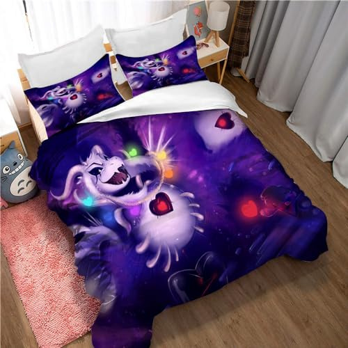 Ste-X Bettwäsche Aus Gewaschener Baumwolle Mit Undertale-Spiel, Öko-Tex-Zertifiziert Und Für Allergiker Geeignet, 1 Bettbezug + 2 Kissenbezüge 80 X 80/50 X 75 cm (135x200cm,Undertale 04)