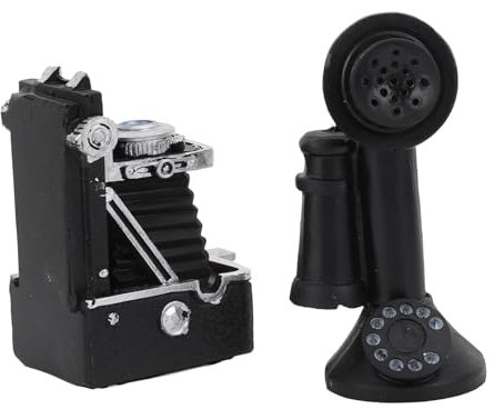 Gogogmee 1satz Retro Kamera Und Telefon Dekorationsset Teiliges Mini-szenen- Resin Für Sammler Hausdeko Eine Lebendige