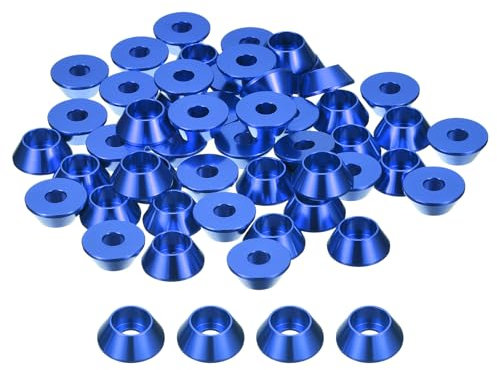 sourcing map M6 Cone Cup Countersunk Washers, 20 Pcs Anodized Aluminum Gaskets Cup Head Washer Gasket, Cup Screw Counterbore Gasket for Mechanical Accessories Parts, Dark Blue