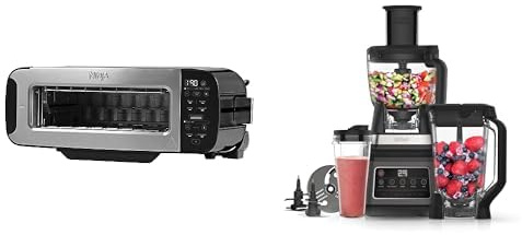Grille-Pain Ninja Foodi 3-en-1, 7 Fonctions de Cuisson, inclut un Presse-panini, en Acier Inoxydable, ST202EU + Ninja 3-en-1 Robot de cuisine et mixeur avec 5 programmes, 1200W, Auto-iQ, BN800EU