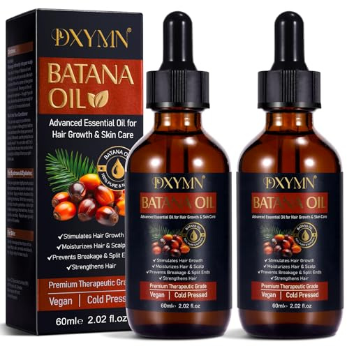 Huile de batana,Huile de batana 100% naturelle pour la croissance des cheveux, Élimine les fourches, restaure les cheveux abîmés, améliore l'éclat des cheveux (2 Packs 2x60ML)