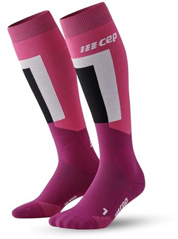 CEP - Skisocken mit Kompression für Damen, Lange Kompressionsstrümpfe, Größe II/S / 35-38, Pink/Purple
