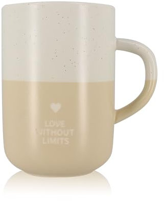 OGO LIVING - Tasse Love without limiits 580 ml, aus Steinzeug, Weiß und Beige – 3020360