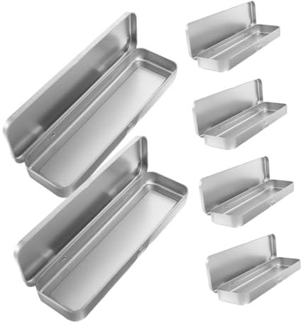 Lurrose 6pcs Pencil Case Box Tinplate Stationery Holder Metal School Box Pencil Case Hinged Lid for Students