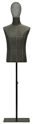 YJKKZQLB Männliche Schaufensterpuppe, Torso, Körperbüsten mit Metalldrahtkopf, Schneiderpuppe zur Kleiderpräsentation, Modellpuppe anpassen (Farbe: Schwarz, Größe: L)