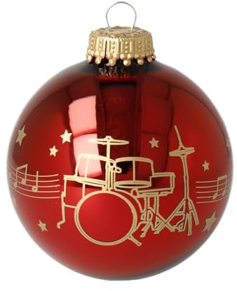 Weihnachtskugel Kling Glöckchen mit Instrument - Schönes Geschenk für Musiker (Schlagzeug)