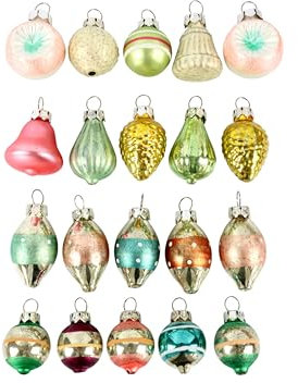 Glaskugel Vintagebox mit 20 kleinen Nostalgie Kugeln ca. 4,5 cm Glas Christbaumschmuck Christbaumkugeln