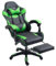 Home Treats Gaming Chair Leather with Footrest, Black & Green - Computer Chair with Massage Added Lumbar Support, Height Adjustable Gaming Chair with 360° Rotating Seat (Black & Green)