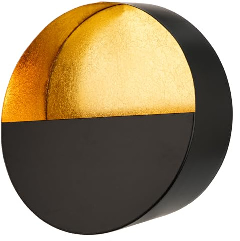 Luxury Metal Wall Candle Sconces – Large Handcrafted Wall-Mounted Tealight Candle Holders with Gold Leaf Interior – Modern & Rustic Home Décor for Living Room, Hallway – 11.8 Black Single Piece