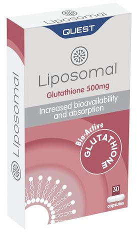 Quest - Liposomal Glutathione 30x 500mg Capsules High Strength and Potency Ascorbic Acid Supplements for Immune Support with Improved Absorption Formula. Vegan Friendly. Dairy, Nut & Gluten Free