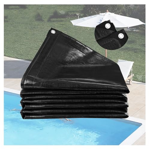 Tappetino per laghetto, telo per piscina, copertura per piscina impermeabile e resistente all'acqua, telo per copertura piscina, adatto per uso esterno(black,4 * 6m)