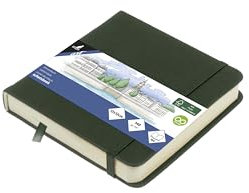 Kangaro Art Skizzenbuch 12x12cm Forest Green PU Hardcover 80 Blatt 140 Gramm cremefarbenes Papier mit Gummiband und Band
