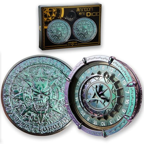 Roulette Dice King Set – 1 Paar, einzigartige, zufällige Würfeldreher, für Dungeons and Dragons, DND, DCC, Metallrad, 20-seitiges Kobold-Kollektion, Zubehör, DM-Zubehör, Grün, Lila, Blau, Schwarz
