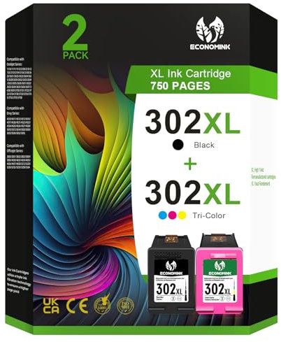 302 XL Druckerpatronen Multipack, 302 Patrone Farbe & schwarz Kompatibel für HP 302 Druckerpatronen, für OfficeJet 3831 4650 5230 3833 3830, DeskJet 3630 3636 3639 1110, Envy 4524 4527 4525
