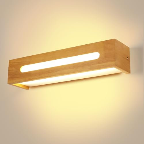 Pheashine LED Wandlampe Holz Moderne Wandleuchte Innen mit Warmweißem Licht 3000K, 18W LED Wandbeleuchtung für Wohnzimmer Schlafzimmer Bad Flur