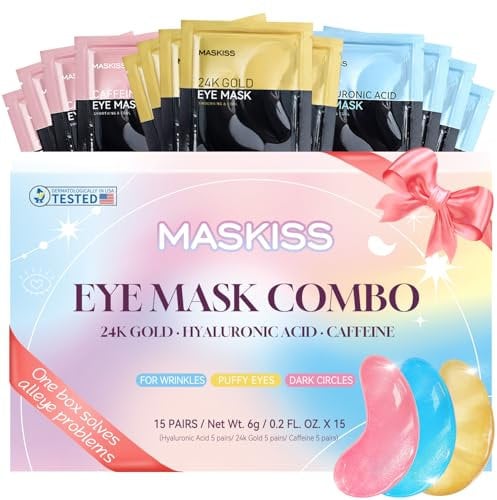 Parches debajo de los ojos para cumpleaños (15 pares) - Mascarillas Cuidado de la piel Enriquecidas con colágeno, ácido hialurónico, almohadillas de gel antienvejecimiento