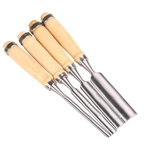 Txmyxgs Schnitzwerkzeug,4 Stück Holz Meißel Set,Stechbeitel Rund Gebogen Hohlbeitel Werkzeuge Set,CR-V Stahl Halbkreisförmige Kante 6mm/12mm/18mm/24mm,DIY Bildhauerei Tool Für Tischler, Carver