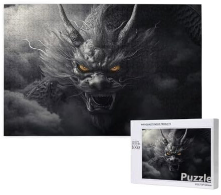 Puzzle 1000 Teile Erwachsene, Drachen Puzzle Fantasie Muster Design, Groß Jigsaw 75x50cm Size mit Geschenkboxverpackung, Wanddeko Wohnzimmer, Geschenke für Frauen, Geschenke für Männer,Model1595