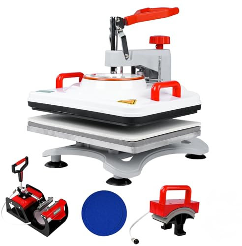 Wärmepressmaschine, 5-in-1 Swing-Away Wärmeübertragungsmaschine für T-Shirts, Tassen, Mützen, Hut, Platte, 29 x 38 cm