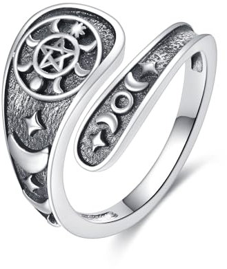 Moon Phase Spoon Ring Sterling Silver Moon Star Thumb Ring Jewellery Gifts for Women