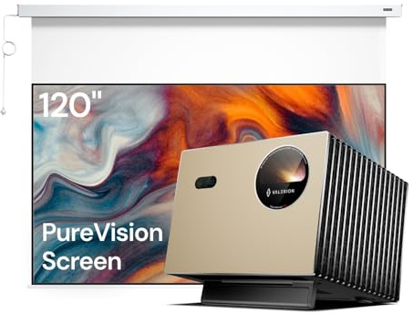 Anti-Speckle Home Theater Bundle: Valerion Pro 4K Triple Laser Projector with 120 Motorized PureVision Screen