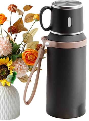 Generisch Koffiebeker om mee te nemen – 8,5 x 8,5 x 23 cm | Tasse de voyage classique isotherme en acier inoxydable 22,9 cm | Gobelet avec couvercle et paille avec protection anti-éclaboussures