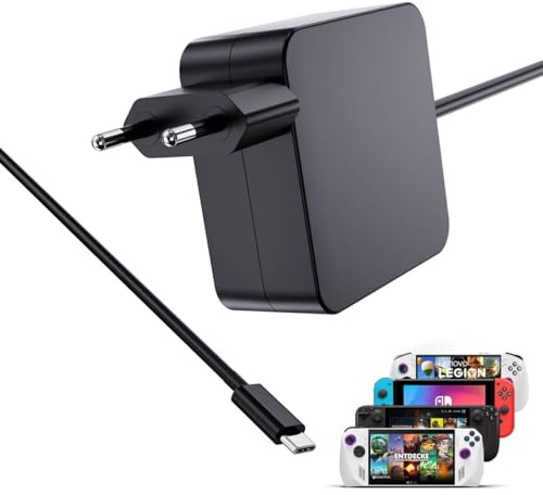 Caricatore USB C 65 W Compatibile con ASUS ROG Ally X R1 Z1/Steam Deck | Legion Go/Switch/Lite/OLED/Switch 2/MSI Claw/Logitech G Cloud/GPD Win/Galaxy/Pixel/TV Dock/MacBook/iPad tipo C Adattatore