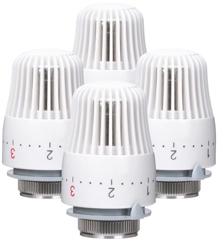Valve Technik Thermostatkopf Heizkörperventil für Gewinde M30x1.5 (4 Stück) | Thermostat Heizung, Thermostat-Kopf Ersatzkopf Heizungsthermostat Heizkörperthermostat für Zuhause Büro