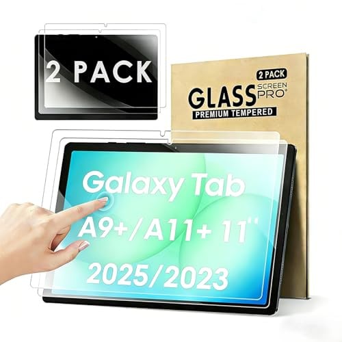 KATUMO 2 Pack Verre Trempé Protection d'écran pour Samsung Galaxy Tab A11 Plus 2025(SM-X230/X235)/A9 Plus (SM-X210/X216, sans Bulles Ultra Transparent HD Anti-Rayures Films