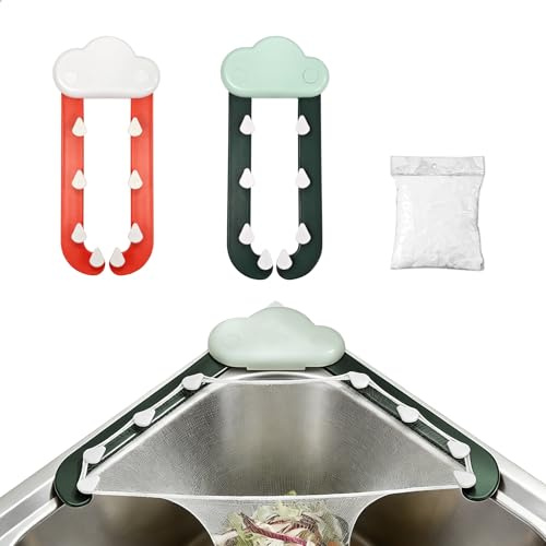 2 Colador Fregadero de Cocina con Ventosa, Colador Fregadero con 100 Filtros, Colador 2 en 1 para Fregadero, Lavabo, Verduras, Frutas, Restos de Cocina, Verde y Naranja