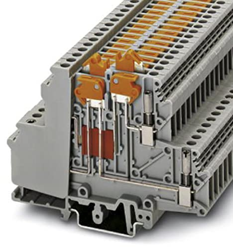 PHOENIX CONTACT UDMTK 5-P/P Messertrennklemme mit Prüfbuchsenschrauben, Schraubanschluss, 0.2 mm² - 4 mm² Querschnitt, 24 - 12 AWG, 93 mm Länge, 6.2 mm Breite, Grau, 50 Stück