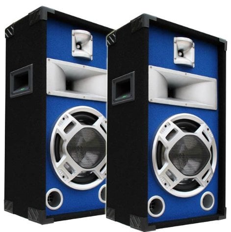 E-Lektron 2x400W Party PA Lautsprecher Paar Disco Boxen 25cm BASS Blue-LED SPL25