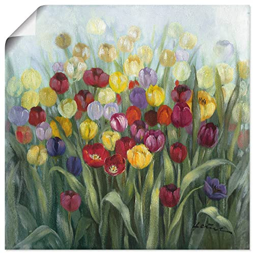 ARTland Wanddeko Poster & Kunstdrucke Wandposter 70 x 70 cm Botanik Blumenwiese Tulpe Malerei Bunt Tulpenwiese A5SH