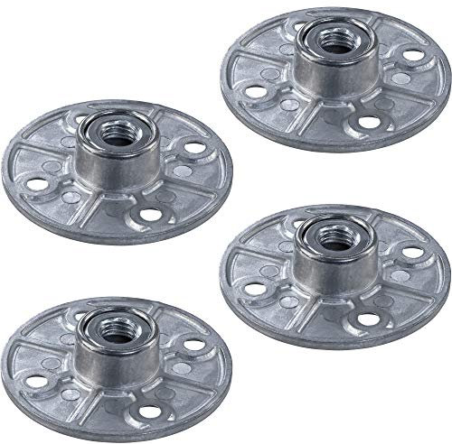 Gedotec Befestigungsplatte Anschraubplatte für Verstellfüße - Regulierschrauben - Möbelfüße | Platte mit M8 Gewinde | Tischbein-Verbinder Stahl verzinkt | 4 Stück - Montageplatten zum Schrauben