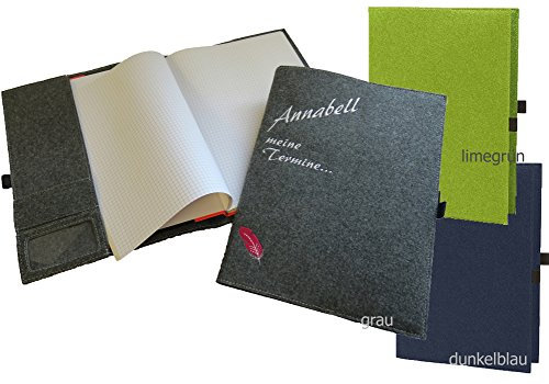 Filz-Notizbuch mit Stift DIN A4 (extragroß) mit Name/Spruch & Motiv/Sternzeichen bestickt