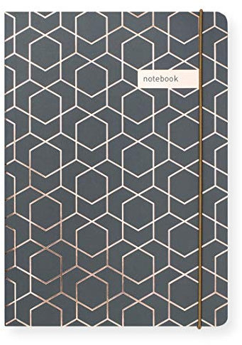 Matilda Myres Notizbuch - A5 Liniert - Grau mit Rotgold