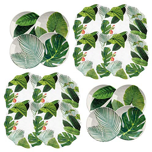 Auntie Morags Tropical Jungle Plates Set - Outdoor/Camping/BBQ Dinner Plate & Side Plates Sets (8)