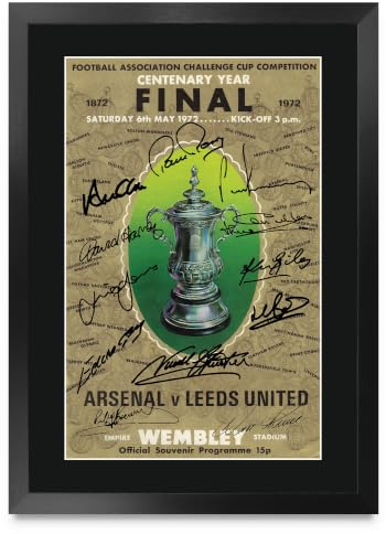 HWC Trading A3 FR Leeds United 1972 FA Cup Programme Poster The Team Signed Gift FRAMED A3 Printed Autograph Football Gifts Print Photo Picture Display