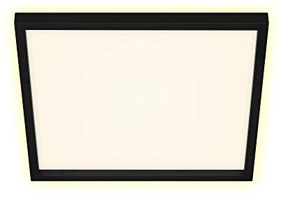 BRILONER Leuchten - LED Deckenleuchte, Deckenlampe inkl. Backlight-Effekt, 22 Watt, 3.000 Lumen, 3.000 Kelvin, Weiß-Schwarz, 422x422x40mm (LxBxH)