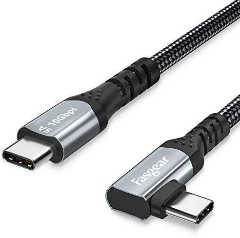 Fasgear 100W USB-C Cable with E-Marker Chip, 3ft 90 Degree 5A Power Delivery USB 3.1 Gen 2 Type C to C 10Gbps Data Fast Charging Cord Compatible for Google Pixel 4 3,Macbook,Pixelbook,S20,Black