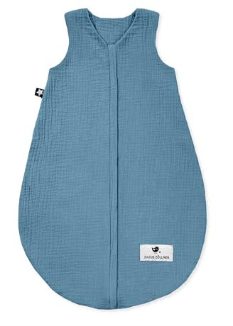 Julius Zöllner Sommerschlafsack Musselin, 0,5 TOG, waschbar bei 40°C, Made in Germany, OEKO TEX Standard 100, blau, Gr. 80/86