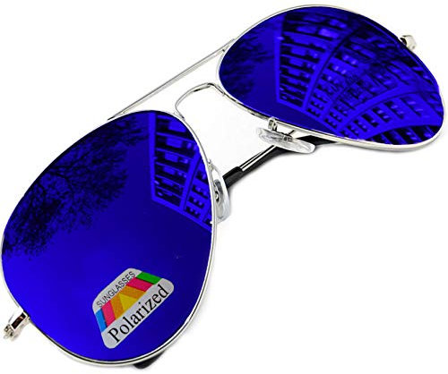 MFAZ Morefaz Ltd Damen Herren Pilot Sonnenbrille Polarisierten Spiegel Fallgläser Unisex (Blue Gespiegelt)