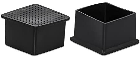 Flyshop Lot de 8 Embouts de Protection de Sol en PVC, Flexibles, pour Pieds de Meubles et Tables - Carrés 60 x 60 mm (6,0 x 6,0 cm) Noirs
