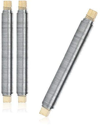 com-four® 3x Blumenwickeldraht-Set - Bindedraht auf Holzstab gewickelt - Metalldraht zum Basteln - Basteldraht 300g (3 Stück - silberfarben)