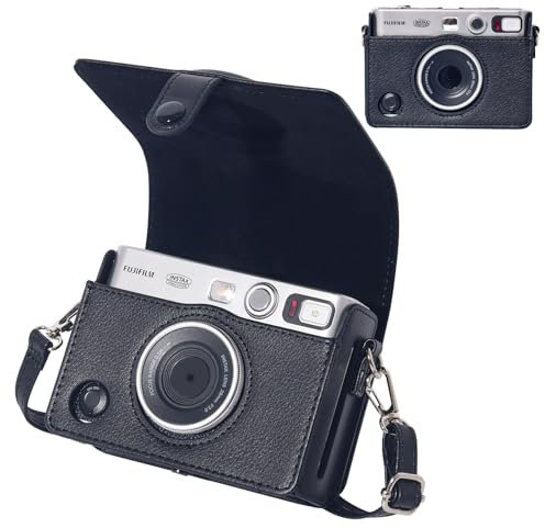 WOGOZAN Mini EVO Étui de protection hybride en cuir PU avec bandoulière amovible pour appareil photo instantané Fujifilm Instax Mini EVO (Noir)
