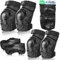 Set Ginocchiere Aduti, Protezione Kit per Bambini,Kit Protezione Gomitiere Polsiere per Pattini Bicicletta Sci Monopattino Pattini in Linea o a Rotelle Scooter（Black A M)