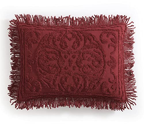 Beatrice Home Fashions Medallion Chenille-Tagesdecke, King Sham, Burgunderrot